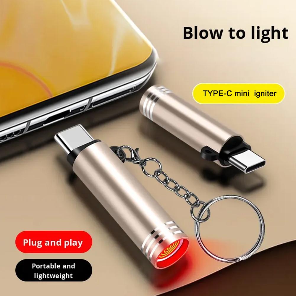 Lighter Windproof - Pemantik Api Mini Tipe C, Nyala