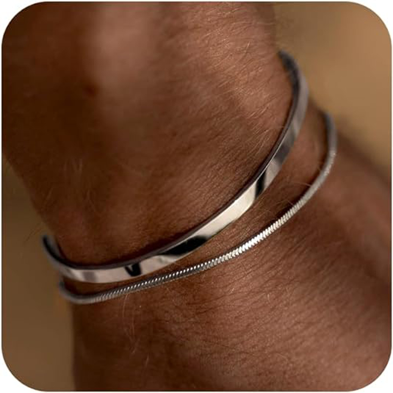 Cufflink Box Set - Gelang bisa ditumpuk untuk pria, 925
