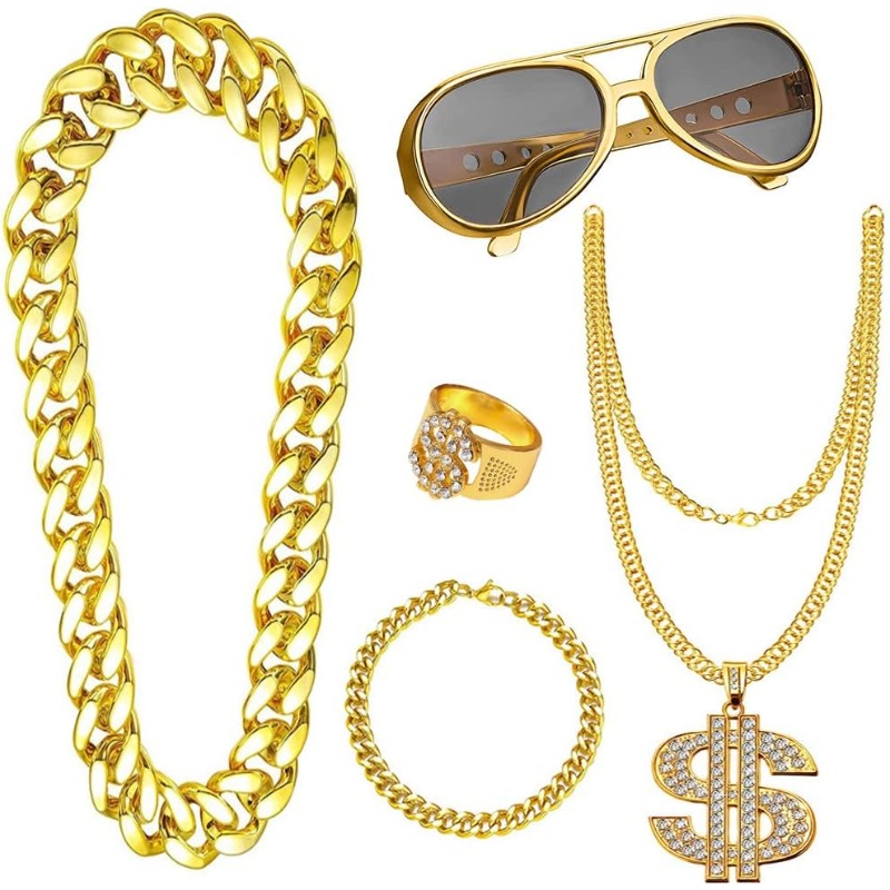 Men'S Accessories In The 80S - 5 Buah Kit Kostum Hip Hop,