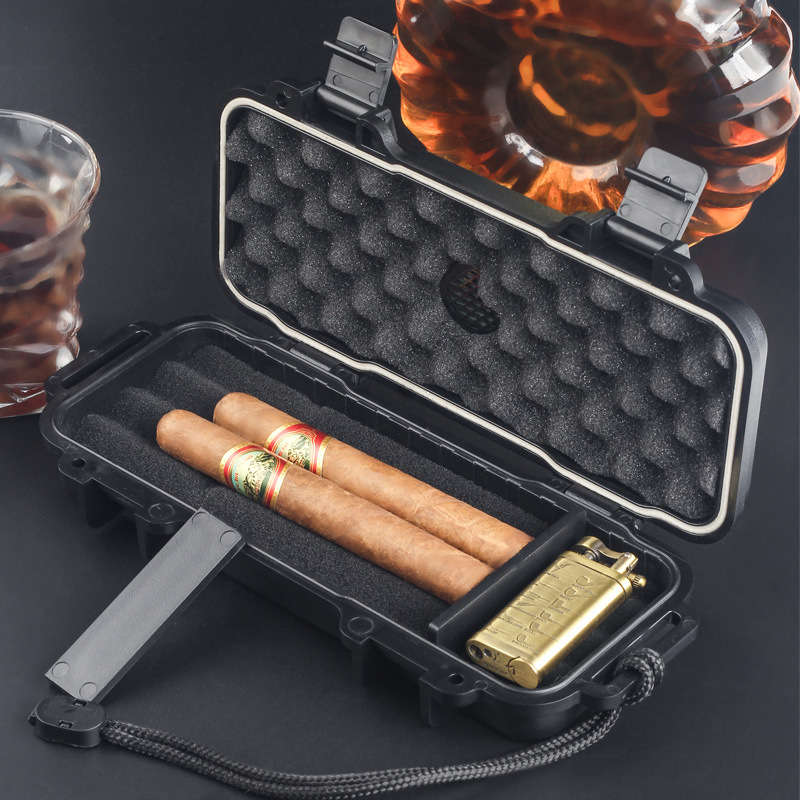 Men Accessories Gift Box - Humidor Cerutu Portabel dengan Pelembap Udara,