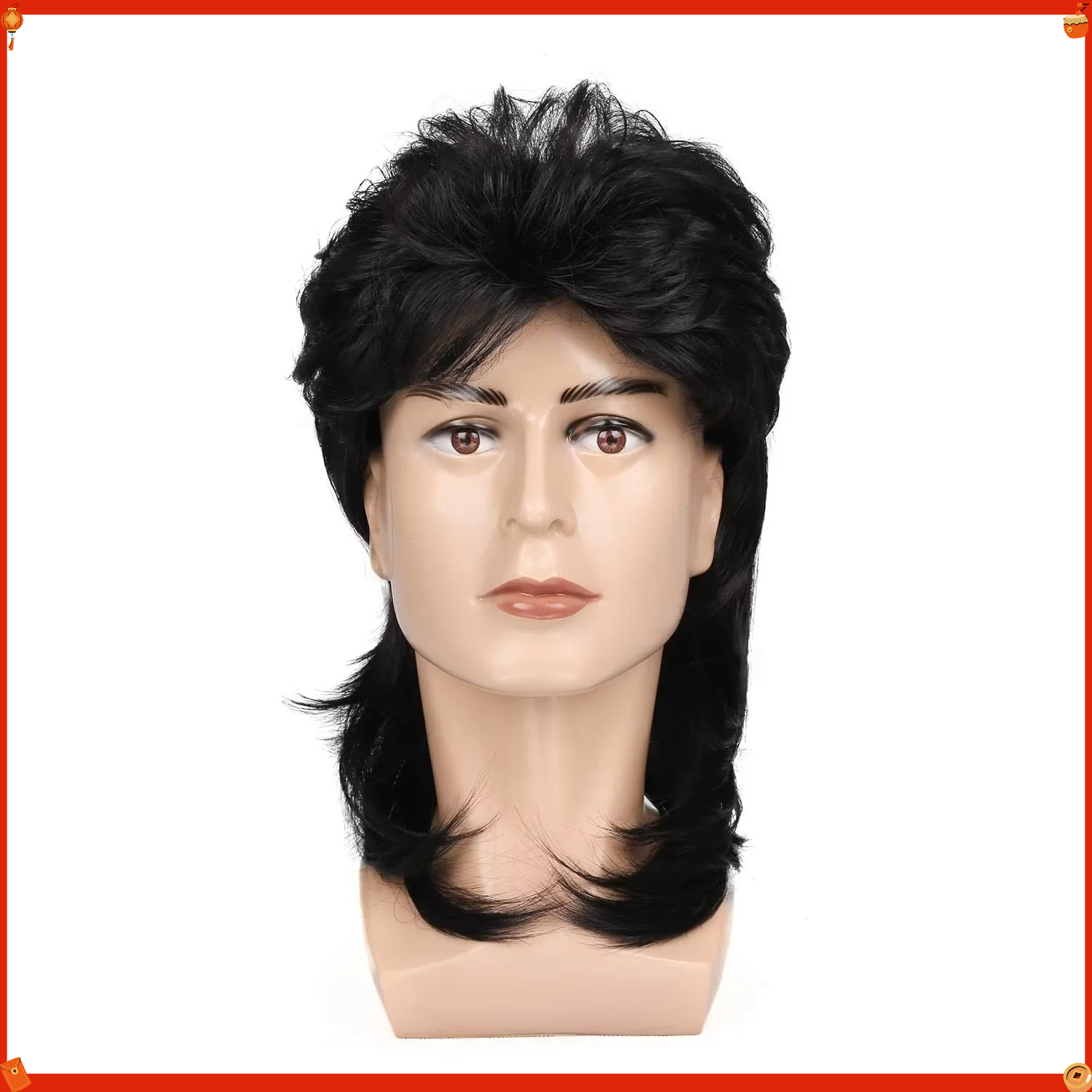 Wig Mullet Sintetis untuk Pria - Men'S Accessories In The 80S ulasan dan harga