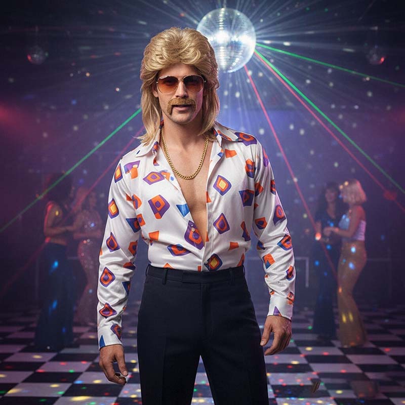 Set Wig Sintetis Disko 80-an W - Men'S Accessories In The 80S ulasan dan harga