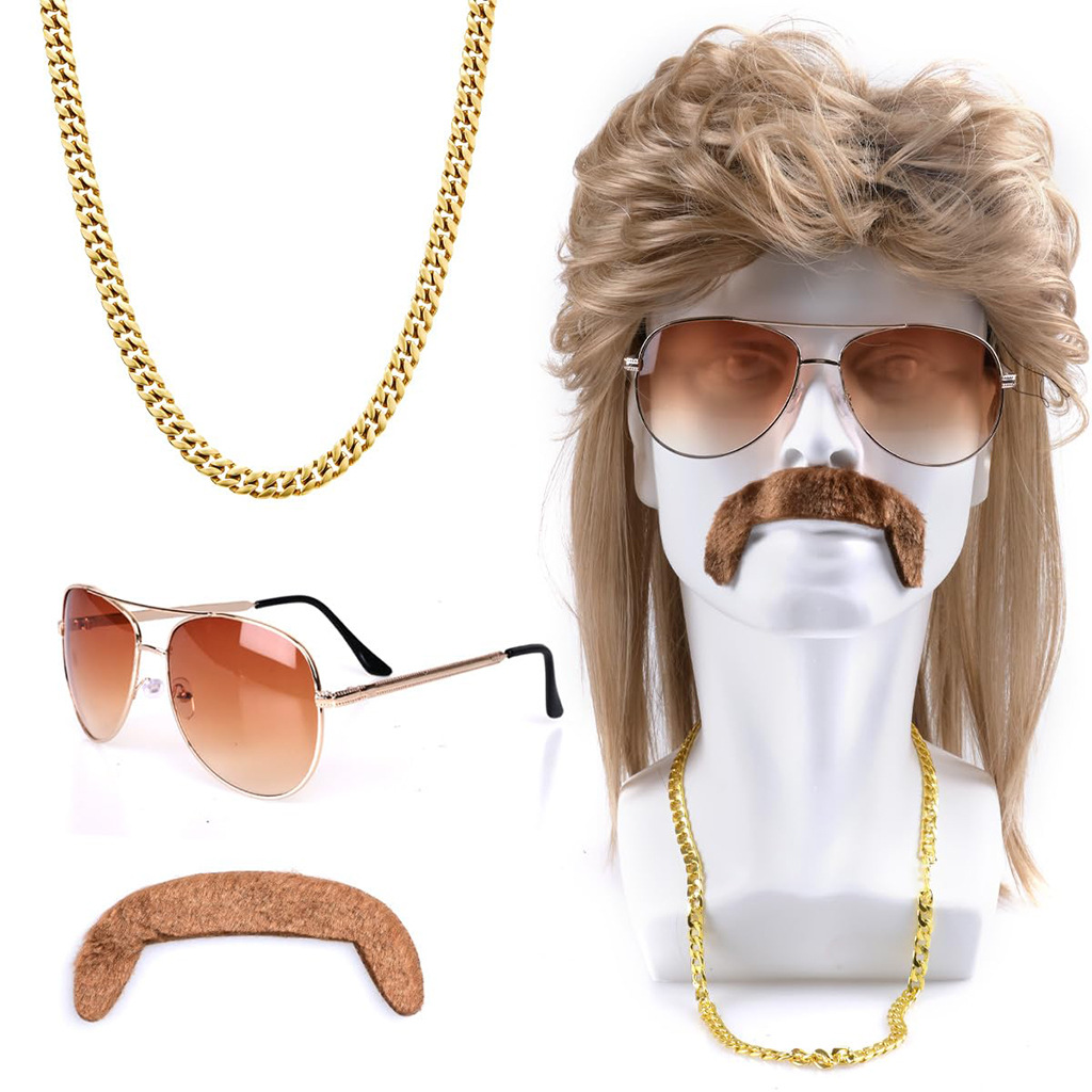 Set Wig Sintetis Disko 80-an W - Men'S Accessories In The 80S ulasan dan harga