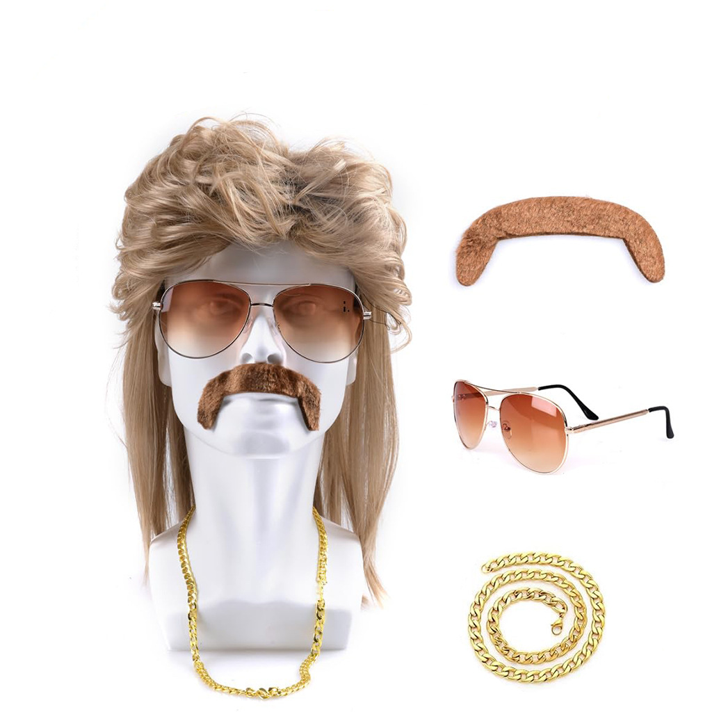 Set Wig Sintetis Disko 80-an W - Men'S Accessories In The 80S ulasan dan harga