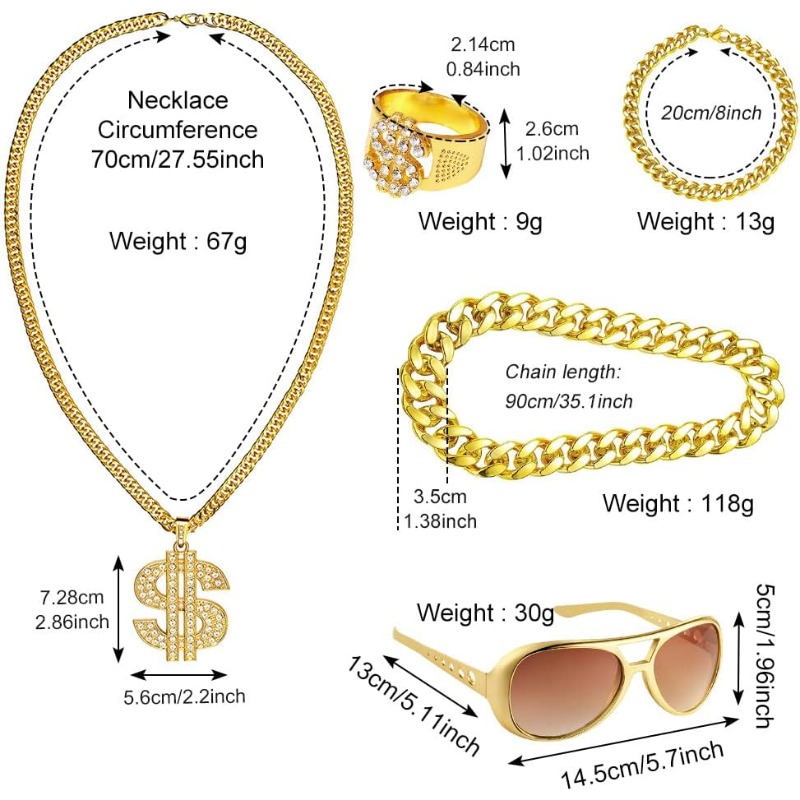 5 Buah Kit Kostum Hip Hop, Aks - Men'S Accessories In The 80S ulasan dan harga
