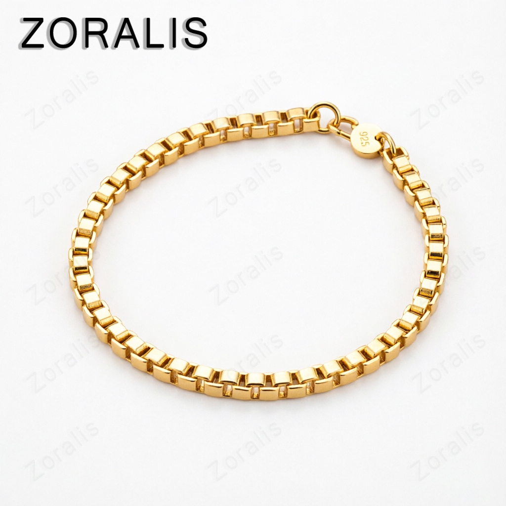 Gelang Rantai Kotak Emas 18K 4 - Men Accessories Gift Box ulasan dan harga